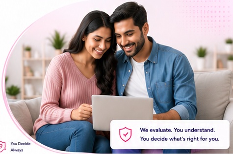Parents evaluating surrogacy options on laptop